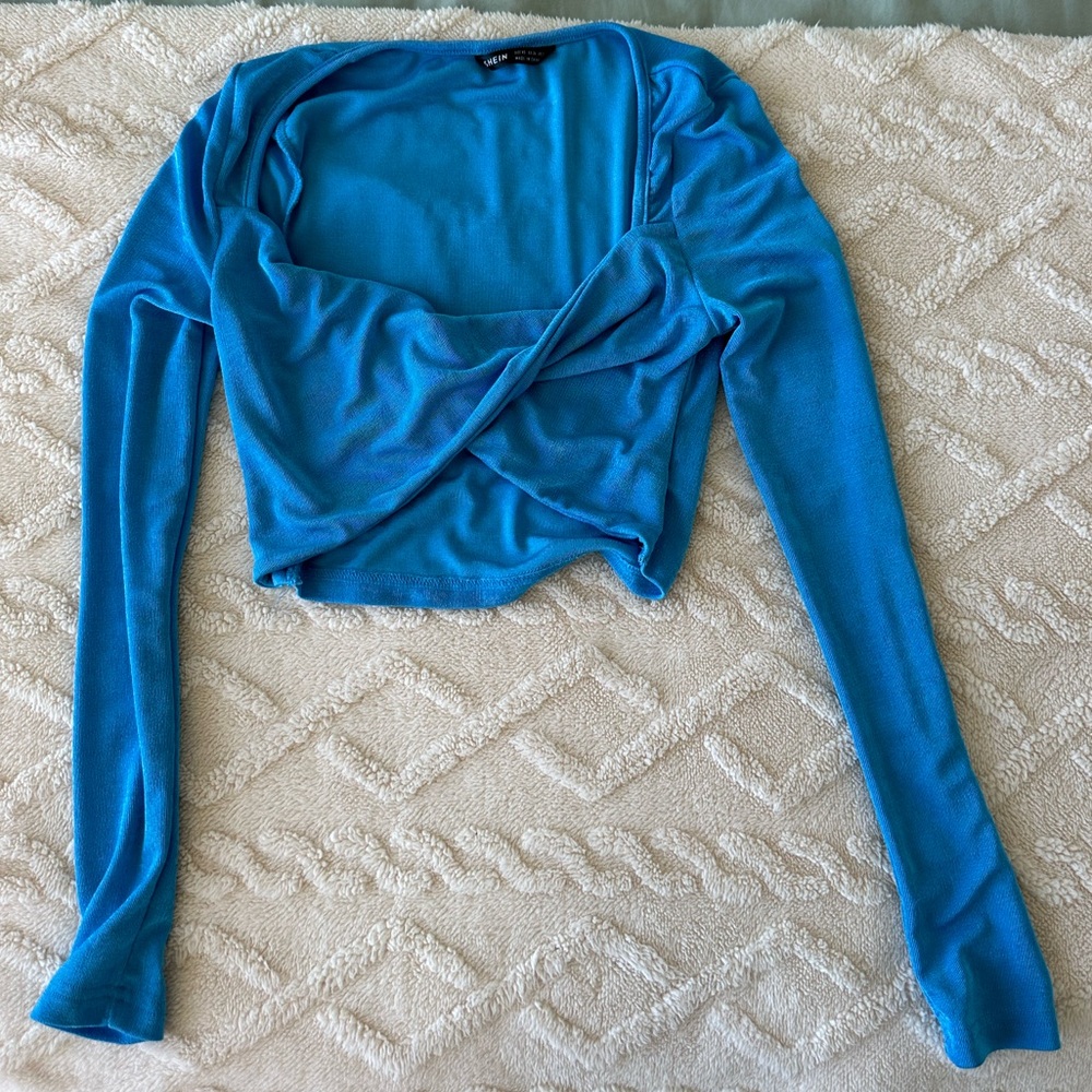 Blue criss cross top